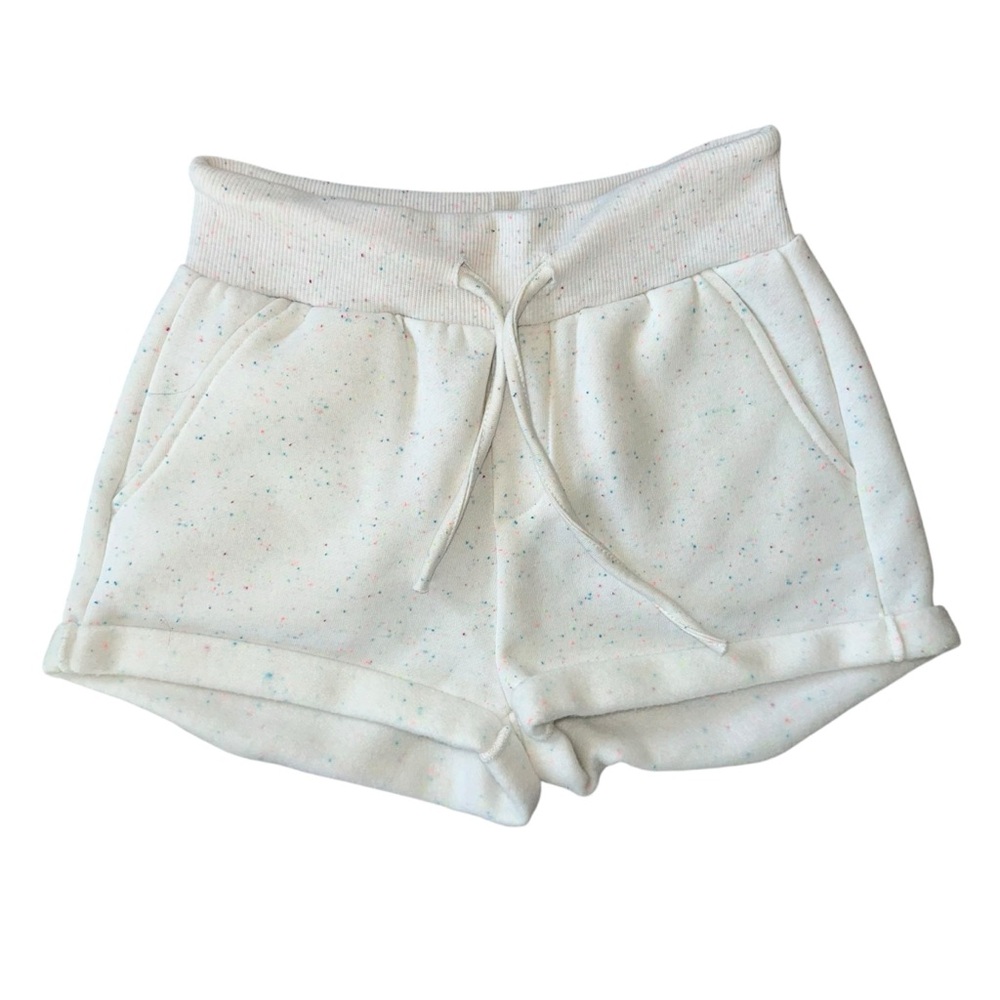Beach Riot White Plush Cuffed Rainbow Speckle High Rise Sweat Shorts Size XS